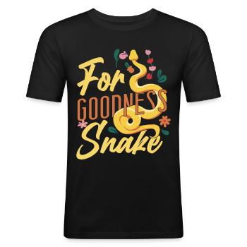 Serpent Serpent Serpent Jeu de mots pour la bonté - T-shirt près du corps Homme - noir - Devant - Nik (191cm)