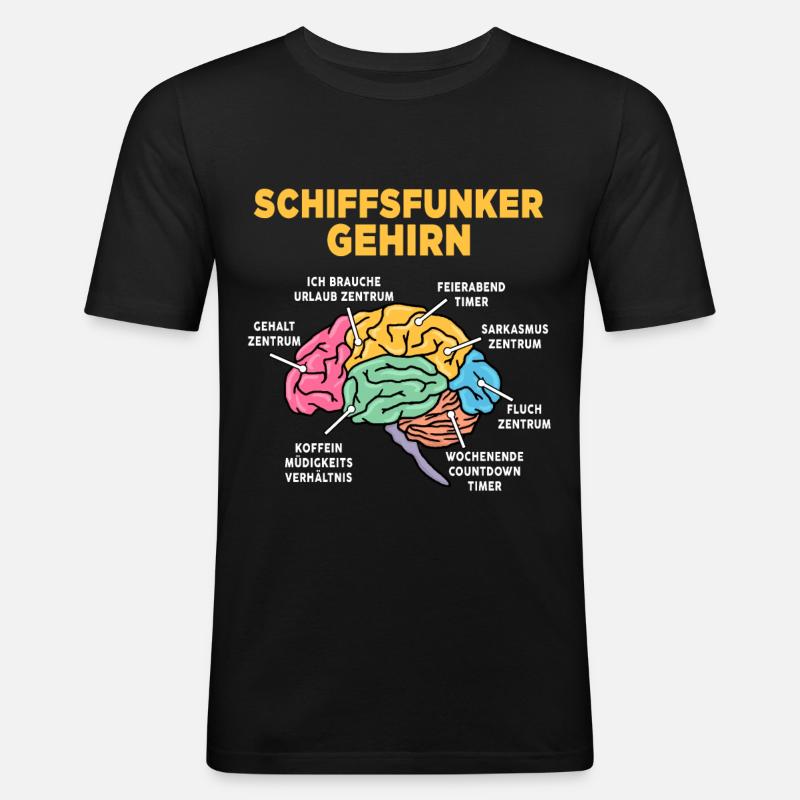 Schiffsfunker - Männer Slim Fit T-Shirt - Schwarz