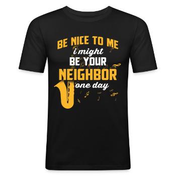 Jazz Musik Blues Saxofon Blues Geschenk Jazzclub - Männer Slim Fit T-Shirt - Schwarz - Vorne - Nik (191cm)