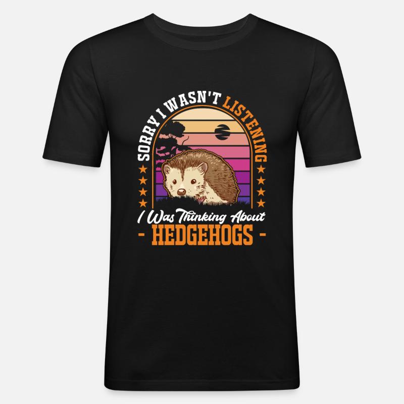 Igel Stacheligel - Männer Slim Fit T-Shirt - Schwarz
