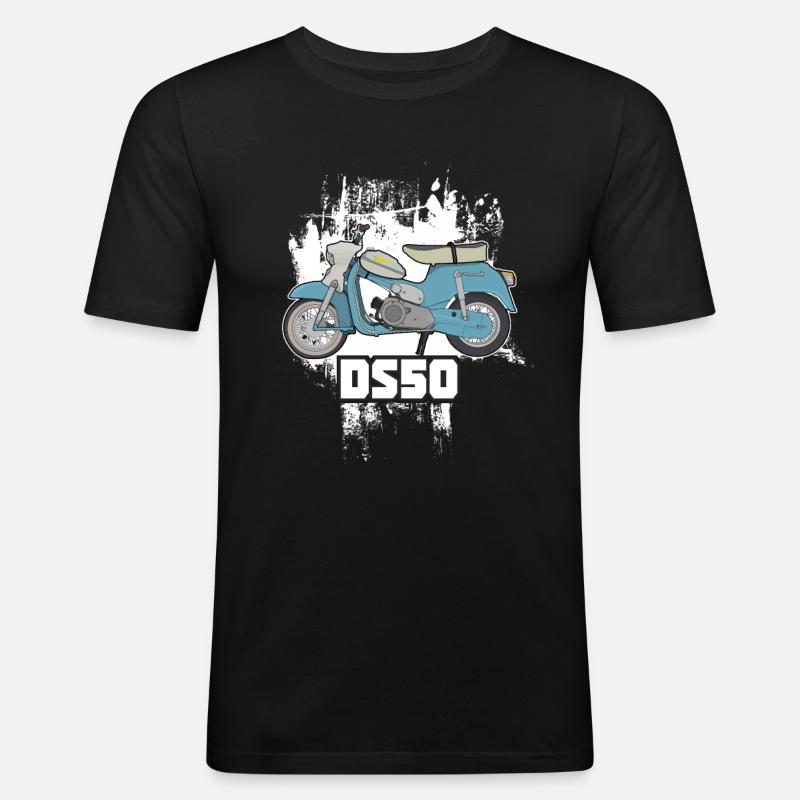 DS50 / Schwalbenfahrer / Ostalgie / Mofa Oldtimer - T-shirt près du corps Homme - noir