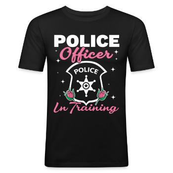 Police officer in training Police officer - Men's Slim Fit T-Shirt - black - Front - Nik (191cm)