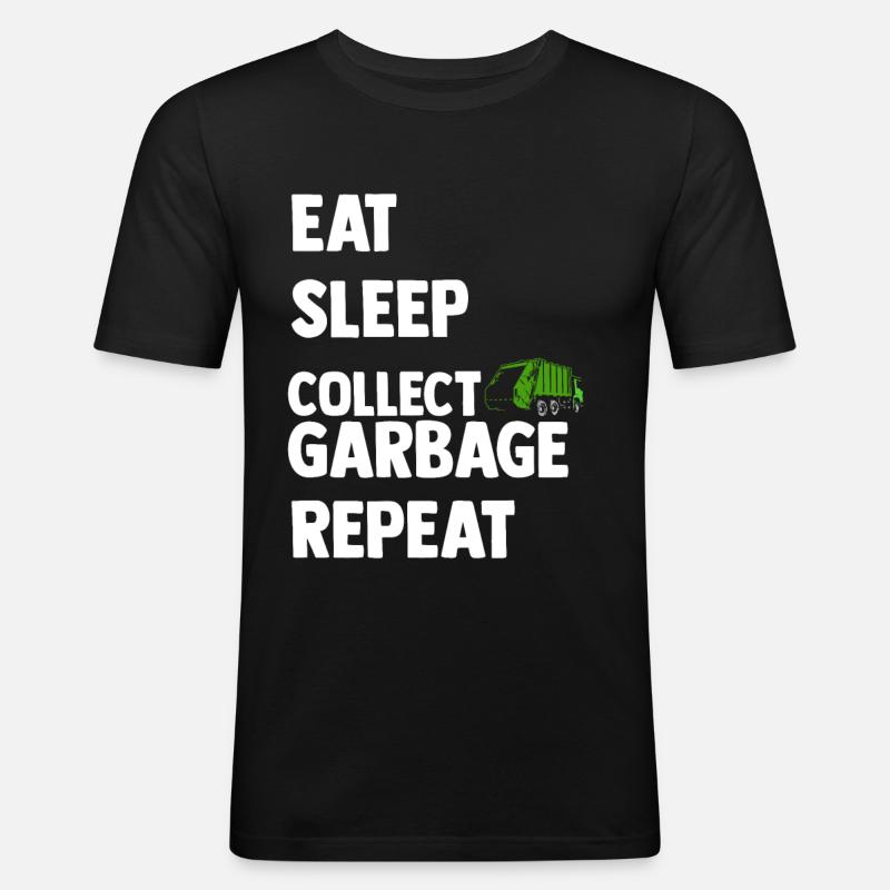 Müllmann Tshirt - Männer Slim Fit T-Shirt - Schwarz