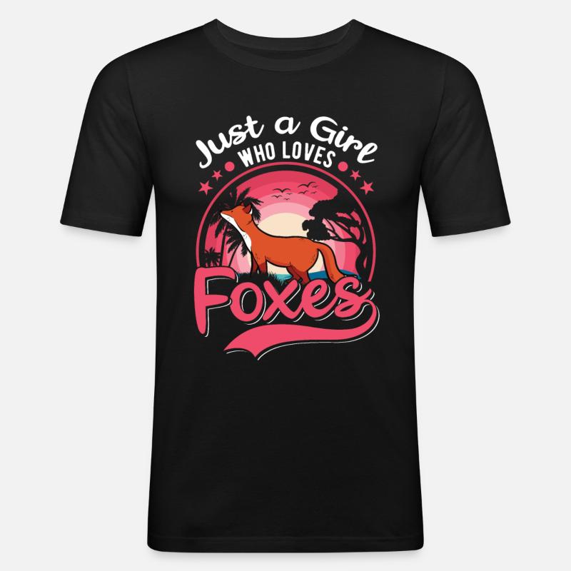Fuchs Mädchen Geschenk - Männer Slim Fit T-Shirt - Schwarz