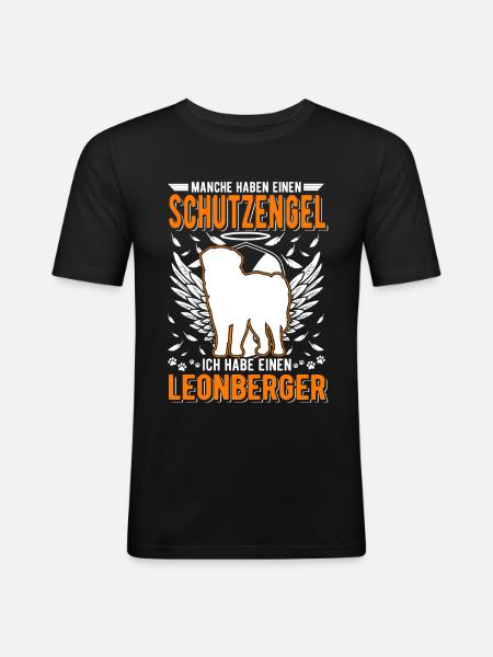 Leonberger Schutzengel - Männer Slim Fit T-Shirt - Schwarz