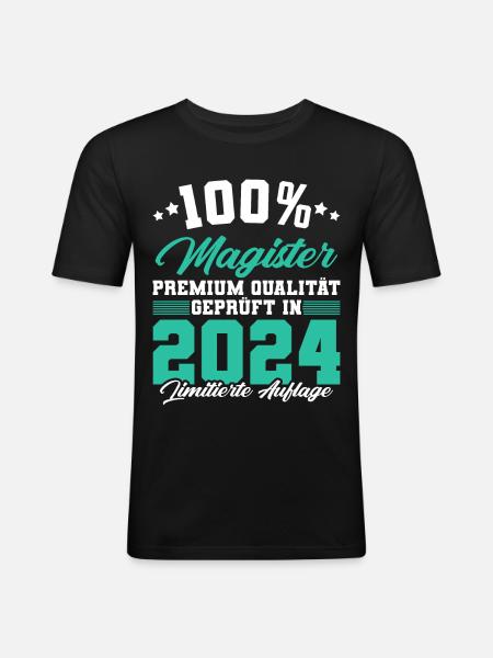 Magister 2024 Spruch Magisterabschluss - Männer Slim Fit T-Shirt - Schwarz
