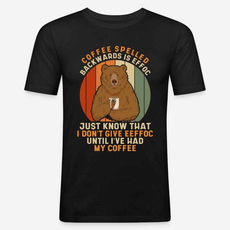 Coffee Spelled Backwards Is Eeffoc - Männer Slim Fit T-Shirt - Schwarz
