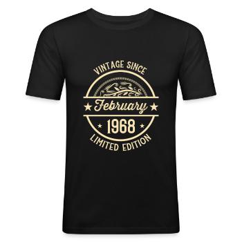 Anniversaire Vintage depuis février 1968 - T-shirt près du corps Homme - noir - Devant - Nik (191cm)
