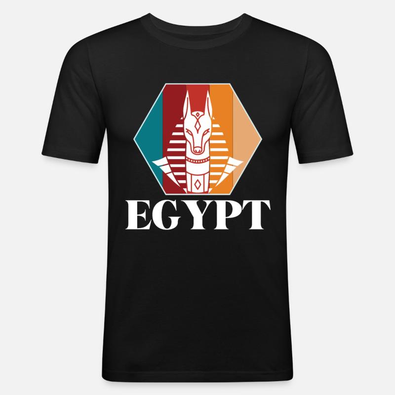 Anubis Ägypten Sphinx Gizeh Pyramide - Männer Slim Fit T-Shirt - Schwarz