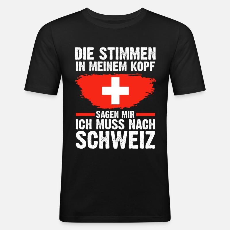 Schweiz Schweizer - Männer Slim Fit T-Shirt - Schwarz