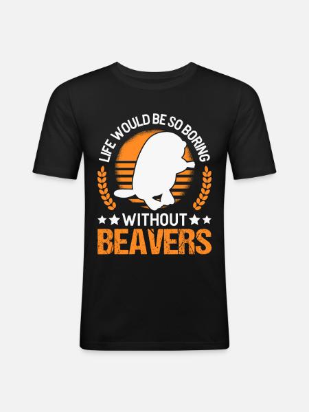 Biber Geschenk Biberdamm - Männer Slim Fit T-Shirt - Schwarz