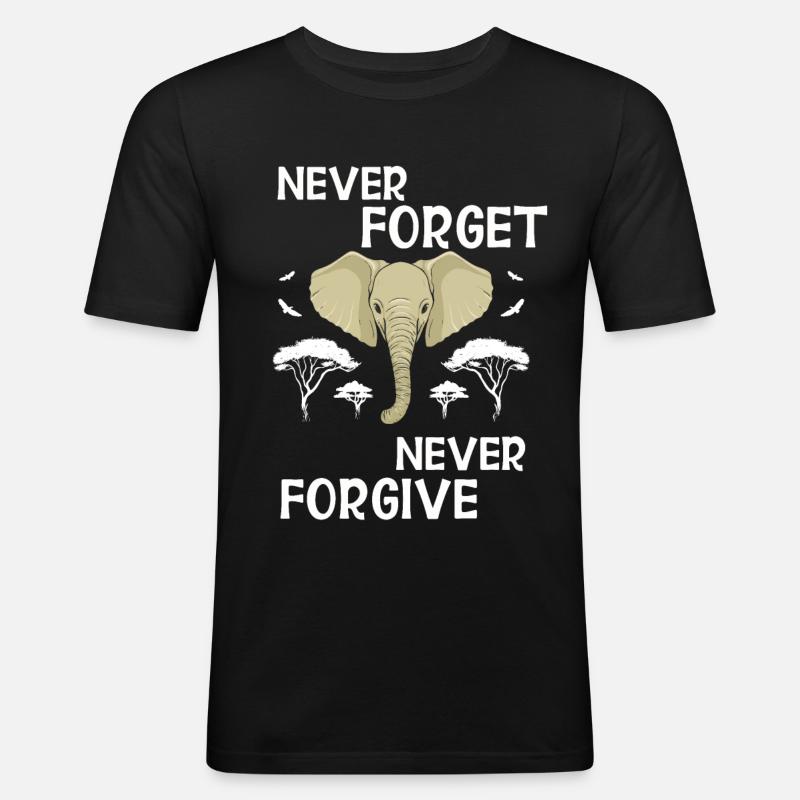 Elefant - Männer Slim Fit T-Shirt - Schwarz