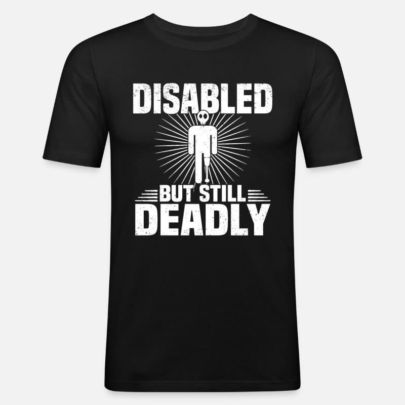 Amputiert Invalide Prothese Handicap Rollstuhl - Männer Slim Fit T-Shirt - Schwarz