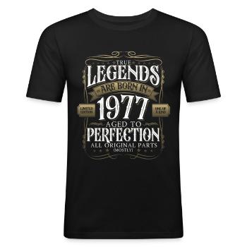 Legend 1977 45th Birthday Gift Men Funny - Men's Slim Fit T-Shirt - black - Front - Nik (191cm)