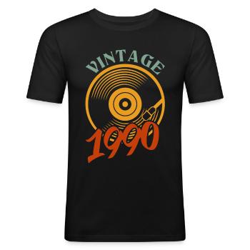 32 Geburtstag Jahrgang 1990 - Männer Slim Fit T-Shirt - Schwarz - Vorne - Nik (191cm)