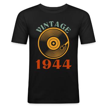 78 ans né en 1944 - T-shirt près du corps Homme - noir - Devant - Nik (191cm)