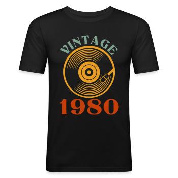 42 ans né en 1980 - T-shirt près du corps Homme - noir - Devant - Nik (191cm)