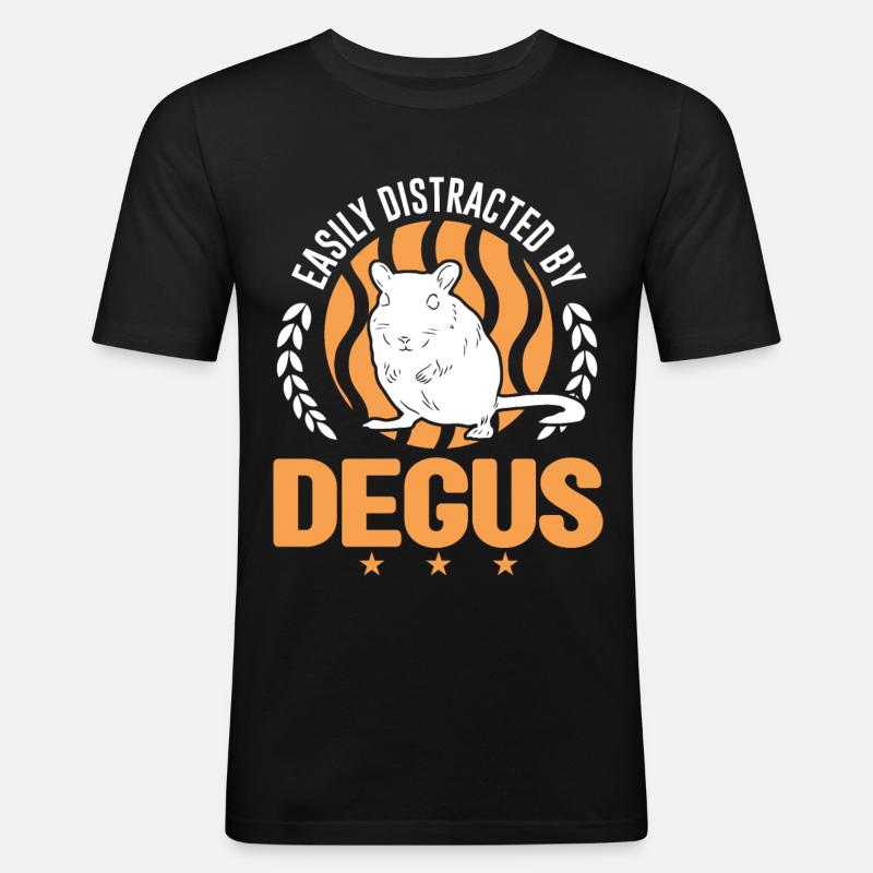 Easily distracted by Degus - Männer Slim Fit T-Shirt - Schwarz