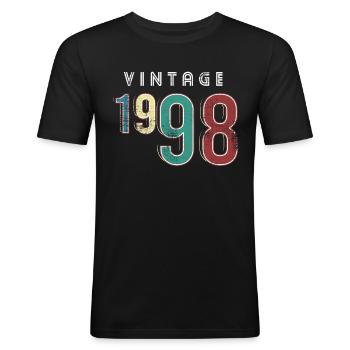 Millésime 1998 Anniversaire Né année 1998 - T-shirt près du corps Homme - noir - Devant - Nik (191cm)