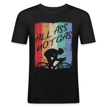 Fahrradsport Rennrad Fahrrad Gravel Zeitfahrrad - Männer Slim Fit T-Shirt - Schwarz - Vorne - Nik (191cm)