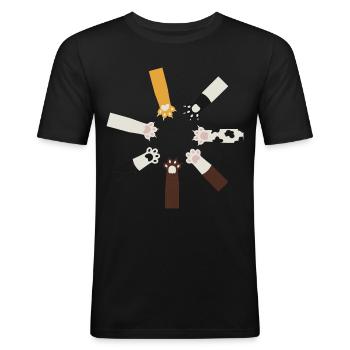 Katze lustiges - Männer Slim Fit T-Shirt - Schwarz - Vorne - Nik (191cm)