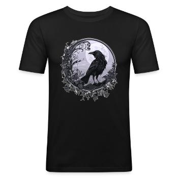 Rabe Krähe - Männer Slim Fit T-Shirt - Schwarz - Vorne - Nik (191cm)
