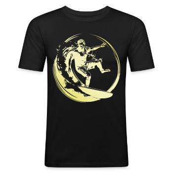 Surfer Mann - Männer Slim Fit T-Shirt - Schwarz - Vorne - Nik (191cm)