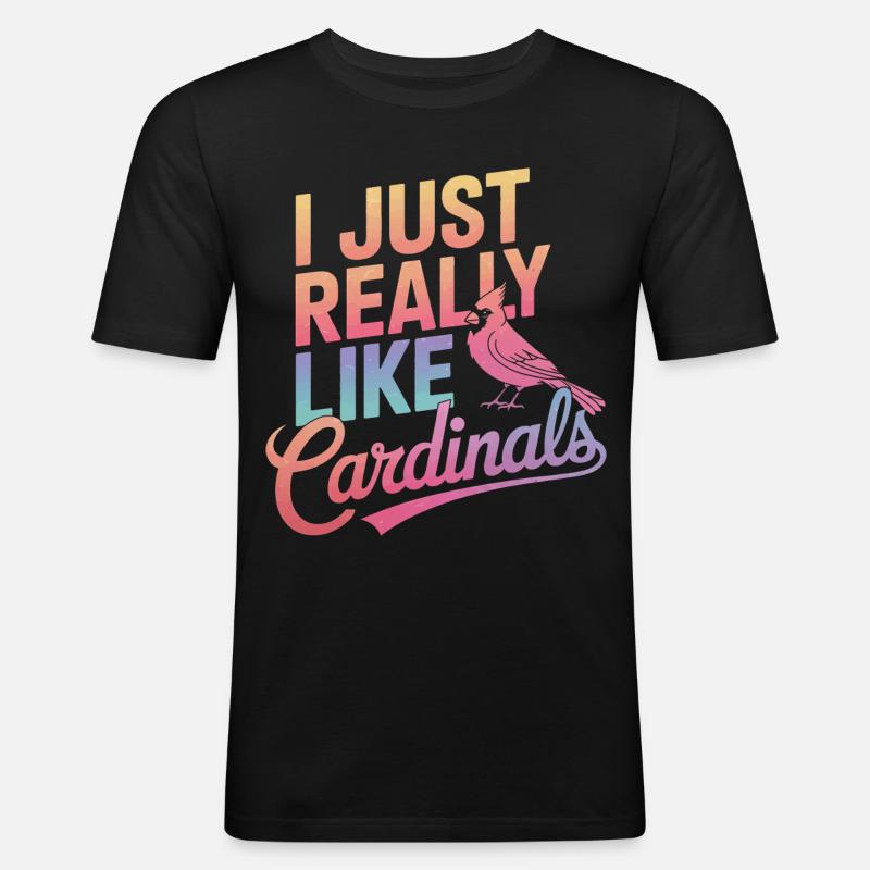 Kardinal Rotkardinal Vogel Roter Kardinal - Männer Slim Fit T-Shirt - Schwarz