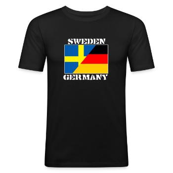 Schweden Deutschland,Germany Sweden ,Flagge Shirt - Männer Slim Fit T-Shirt - Schwarz - Vorne - Nik (191cm)