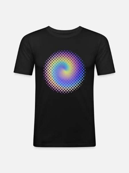 Prickmönster färgglada virvlar - Slim Fit T-shirt herr - svart