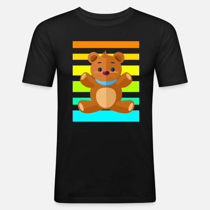 Teddybär Sunset - Männer Slim Fit T-Shirt - Schwarz