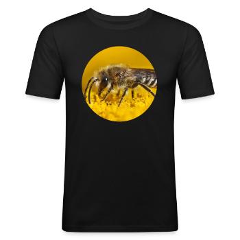 Honigbiene Bienen Fotografie - Männer Slim Fit T-Shirt - Schwarz - Vorne - Nik (191cm)