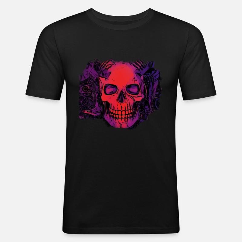 comic Dämonen schädel - Männer Slim Fit T-Shirt - Schwarz