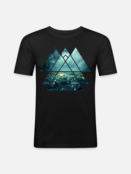 Abstrakte Waldkunst - Männer Slim Fit T-Shirt - Schwarz