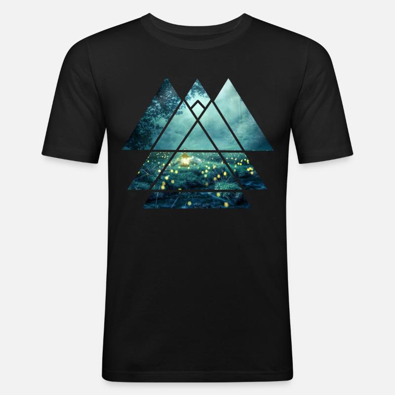 Abstrakte Waldkunst - Männer Slim Fit T-Shirt - Schwarz