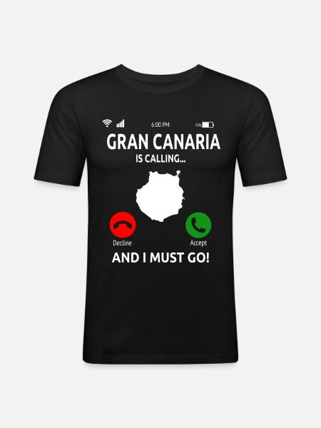 Gran Canaria Îles Canaries Vacances - T-shirt près du corps Homme - noir