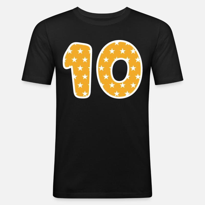 10 - Männer Slim Fit T-Shirt - Schwarz