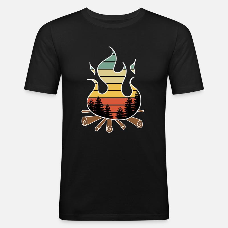 Lagerfeuer - Männer Slim Fit T-Shirt - Schwarz
