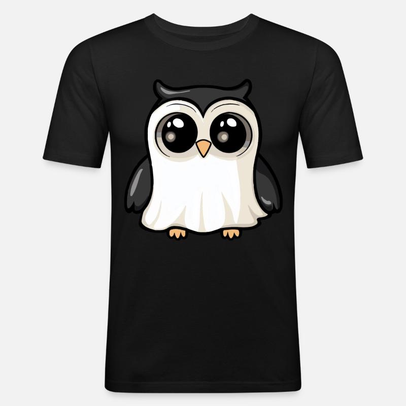 Eule Halloween Comic Geist - Männer Slim Fit T-Shirt - Schwarz
