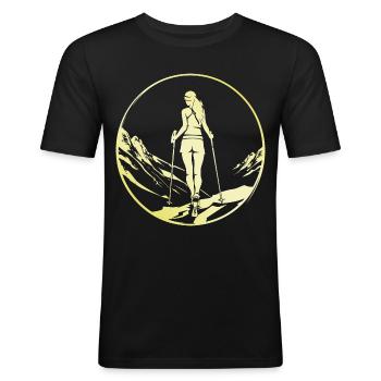 Marche Nordique Femme - T-shirt près du corps Homme - noir - Devant - Nik (191cm)