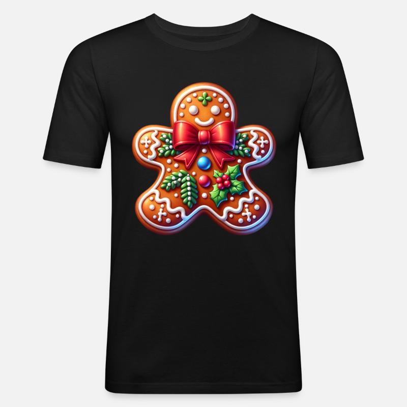 Lebkuchen Weihnachtsgeschenk - Männer Slim Fit T-Shirt - Schwarz