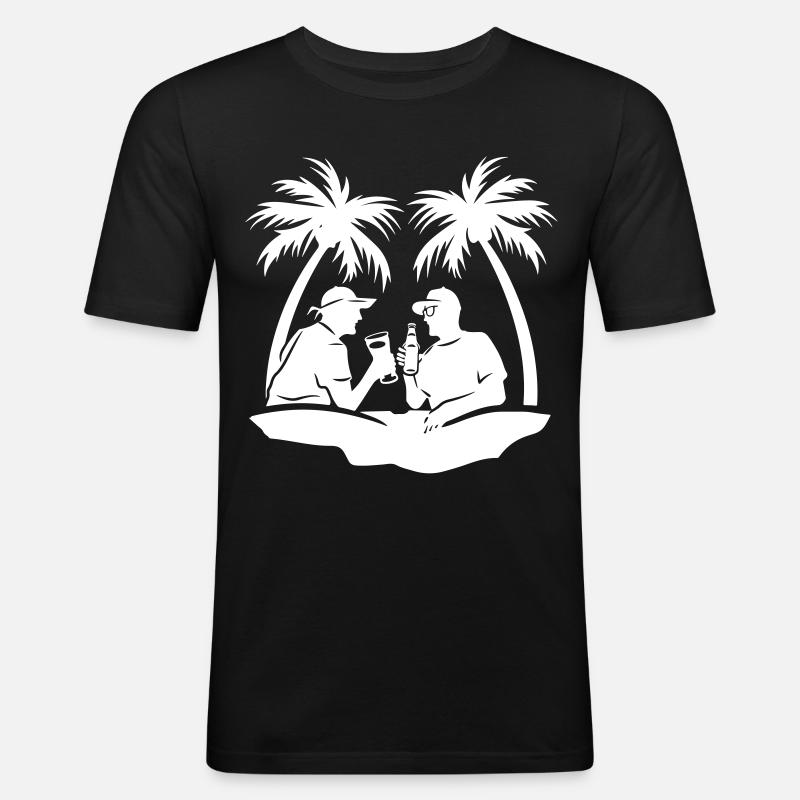 Palmen Urlaub Team Drinks - Männer Slim Fit T-Shirt - Schwarz