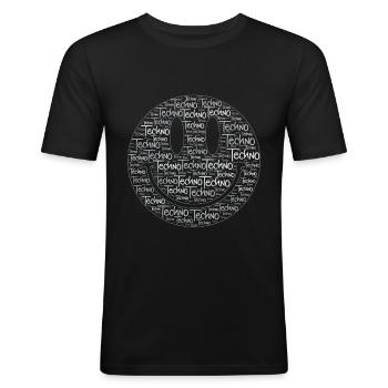 TECHNO Smile | Rave Party Music DJ Gift - Men's Slim Fit T-Shirt - black - Front - Nik (191cm)