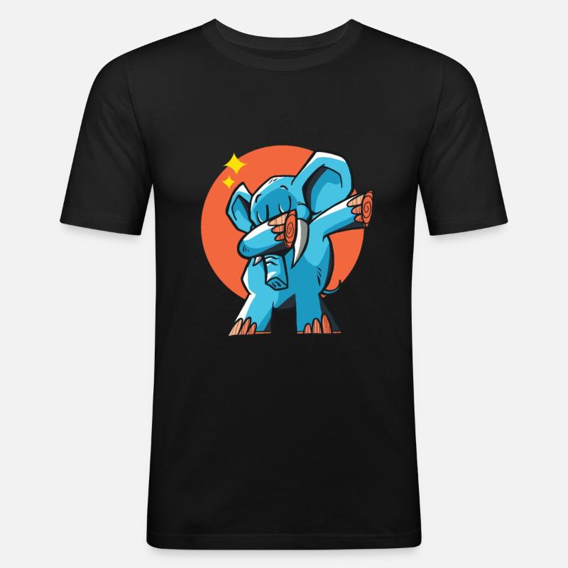 Dab Elefant - Männer Slim Fit T-Shirt - Schwarz