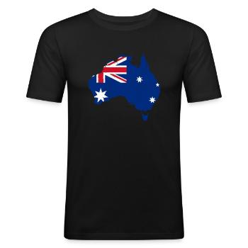 Chemise drapeau de continent australien - T-shirt près du corps Homme - noir - Devant - Nik (191cm)