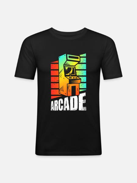 Retro Gaming Arcade Slot Machine - Men's Slim Fit T-Shirt - black