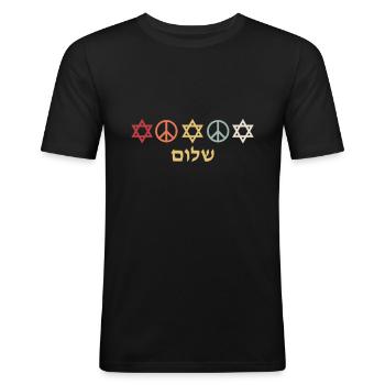 Israel Star of David Peace Sign Retro Gift - Men's Slim Fit T-Shirt - black - Front - Nik (191cm)