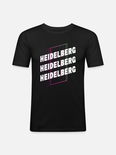 Heidelberg Germany City Font Skyline - Men's Slim Fit T-Shirt - black