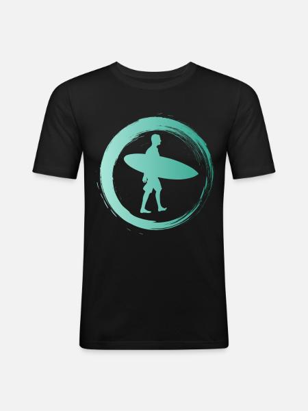 Sporty Hobby Leidenschaft Surfer - Männer Slim Fit T-Shirt - Schwarz