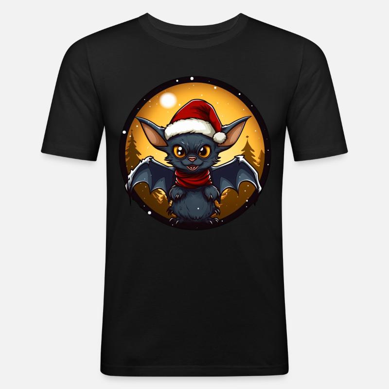 Fledermaus Weihnachten - Männer Slim Fit T-Shirt - Schwarz